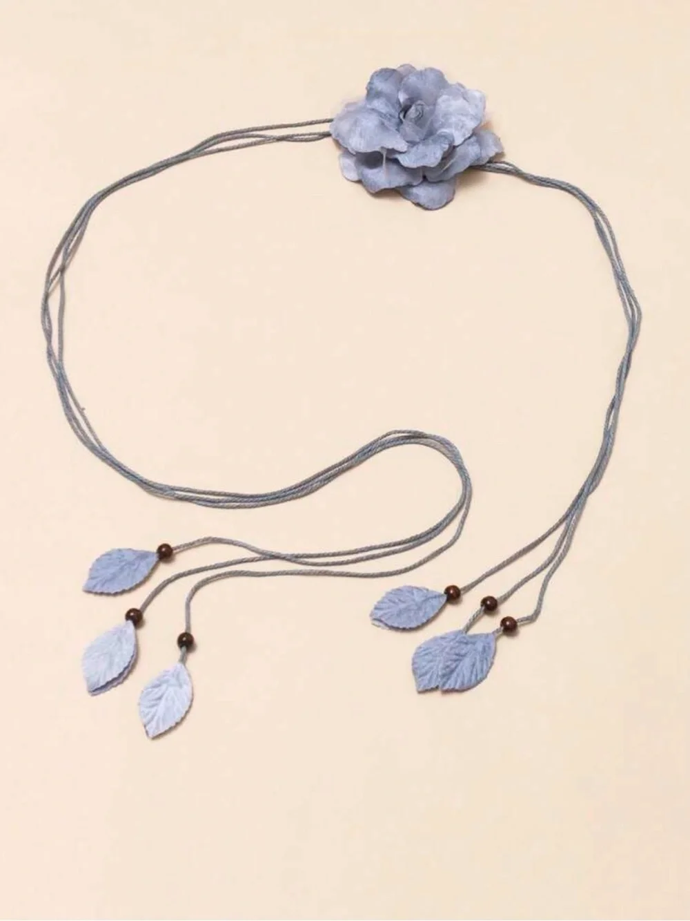 Women's Floral Tie Belt - Gray Flower Waist Accent